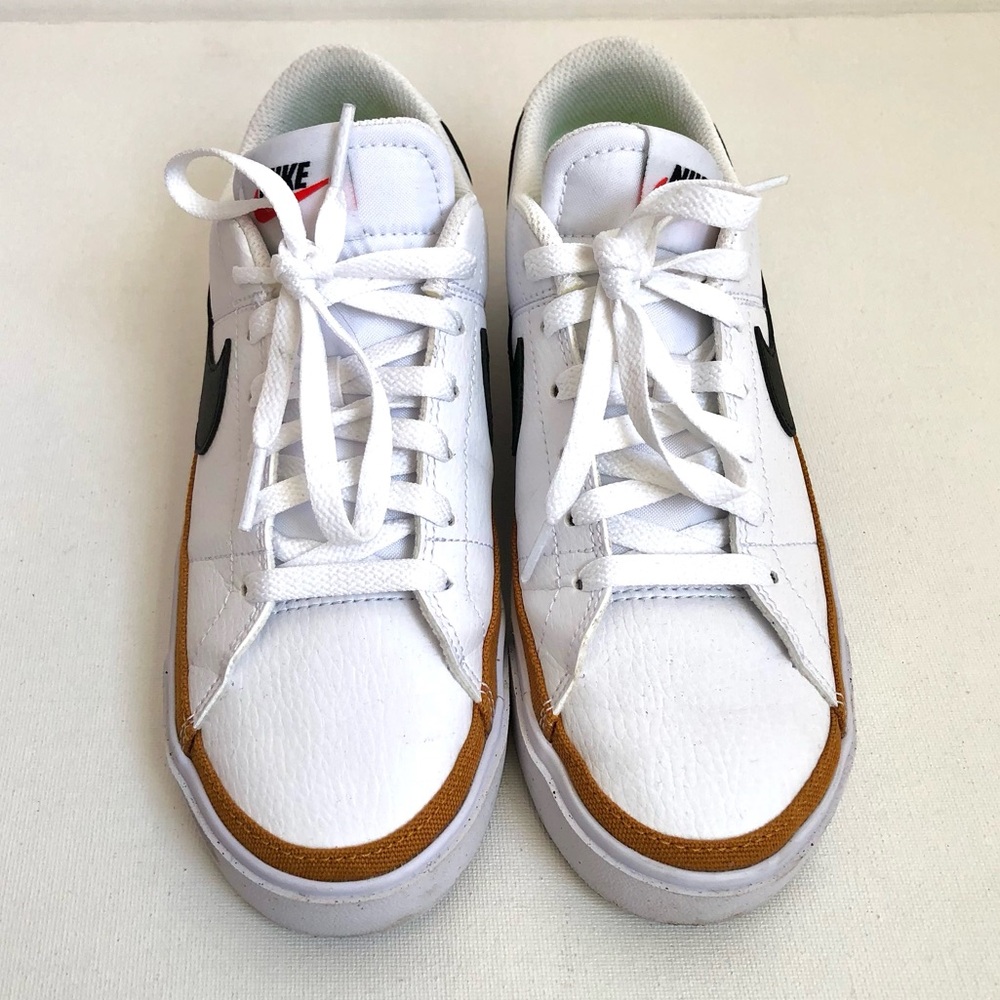 Nike Court Legacy Sneakers | White, Black, Desert Ochre Size 7 Athletic Casual - Picture 3 of 13
